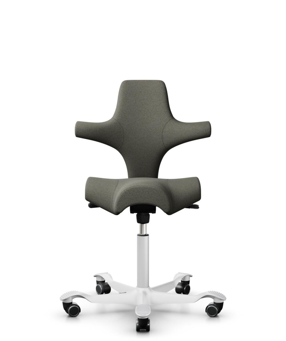 HÅG Capisco 8106 - Capture (Gabriel) - Wol / Polyamide - CPT4401 - Warm grey - Framekleur - Wit - Gasveer - 265 mm (Zithoogte 53-79cm) - Vloercontact - Zachte wielen t.b.v. harde vloeren - Voetenring - Nee, geen voetenring - Voetster - Nee, voetster in... - 1