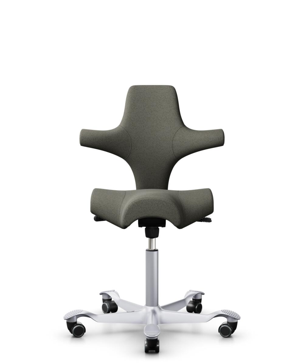 HÅG Capisco 8106 - Capture (Gabriel) - Wol / Polyamide - CPT4401 - Warm grey - Framekleur - Zilver - Gasveer - 150 mm (Zithoogte 40-55cm) - Vloercontact - Zachte wielen t.b.v. harde vloeren - Voetenring - Nee, geen voetenring - Voetster - Nee, voetster... - 3