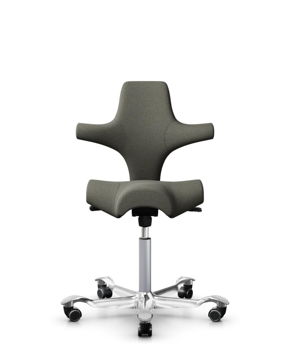 HÅG Capisco 8106 - Capture (Gabriel) - Wol / Polyamide - CPT4401 - Warm grey - Framekleur - Zilver - Gasveer - 200 mm (Zithoogte 46-64cm) - Vloercontact - Harde wielen t.b.v. zachte vloeren - Voetenring - Nee, geen voetenring - Voetster - Ja, voetster ... - 1