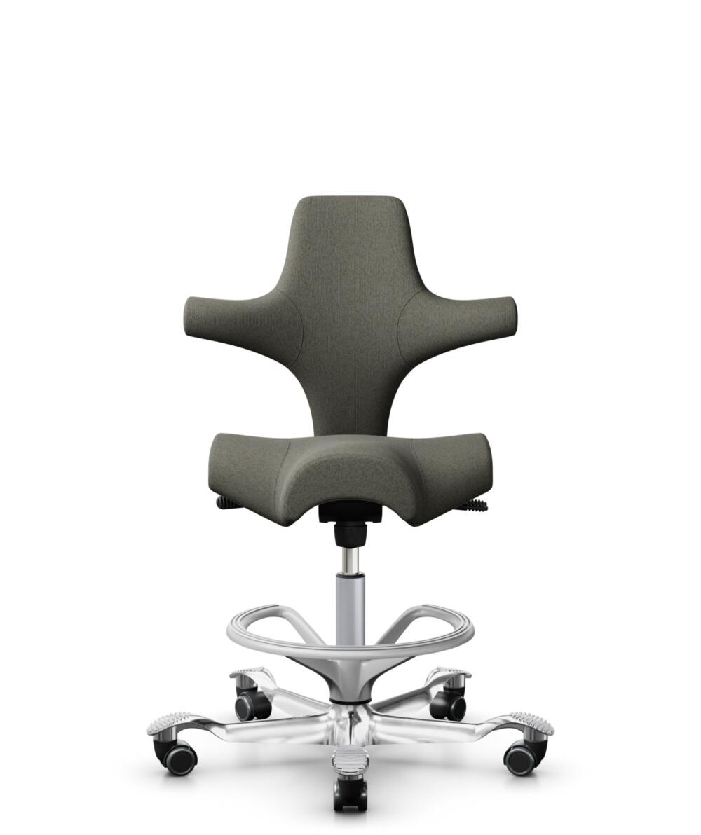 HÅG Capisco 8106 - Capture (Gabriel) - Wol / Polyamide - CPT4401 - Warm grey - Framekleur - Zilver - Gasveer - 200 mm (Zithoogte 46-64cm) - Vloercontact - Harde wielen t.b.v. zachte vloeren - Voetenring - Ja, in framekleur - Voetster - Ja, voetster in ... - 3