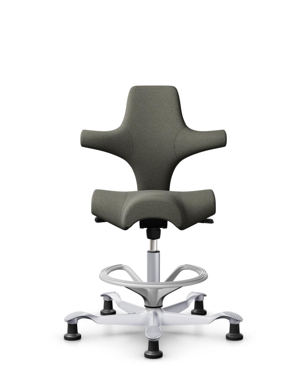 HÅG Capisco 8106 - Capture (Gabriel) - Wol / Polyamide - CPT4401 - Warm grey - Framekleur - Zilver - Gasveer - 265 mm (Zithoogte 53-79cm) - Vloercontact - Glijdoppen - Voetenring - Ja, in framekleur - Voetster - Nee, voetster in framekleur - 1