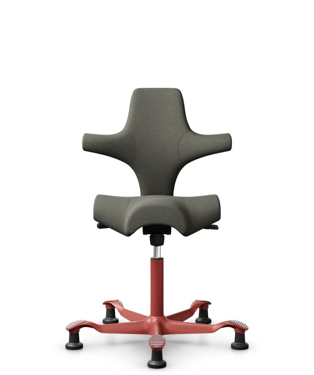 HÅG Capisco 8106 - Capture (Gabriel) - Wol / Polyamide - CPT4401 - Warm grey - Framekleur - Blush Rose - Gasveer - 265 mm (Zithoogte 53-79cm) - Vloercontact - Glijdoppen - Voetenring - Nee, geen voetenring - Voetster - Nee, voetster in framekleur - 3
