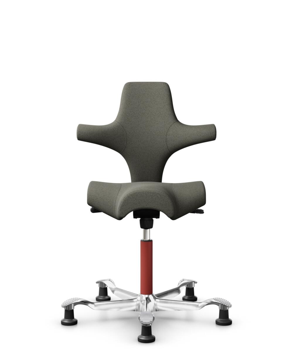 HÅG Capisco 8106 - Capture (Gabriel) - Wol / Polyamide - CPT4401 - Warm grey - Framekleur - Blush Rose - Gasveer - 265 mm (Zithoogte 53-79cm) - Vloercontact - Glijdoppen - Voetenring - Nee, geen voetenring - Voetster - Ja, voetster in gepolijst aluminium - 1