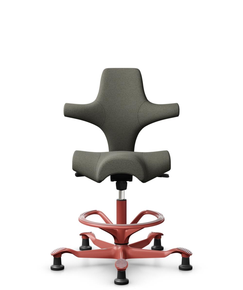 HÅG Capisco 8106 - Capture (Gabriel) - Wol / Polyamide - CPT4401 - Warm grey - Framekleur - Blush Rose - Gasveer - 265 mm (Zithoogte 53-79cm) - Vloercontact - Glijdoppen - Voetenring - Ja, in framekleur - Voetster - Nee, voetster in framekleur - 1