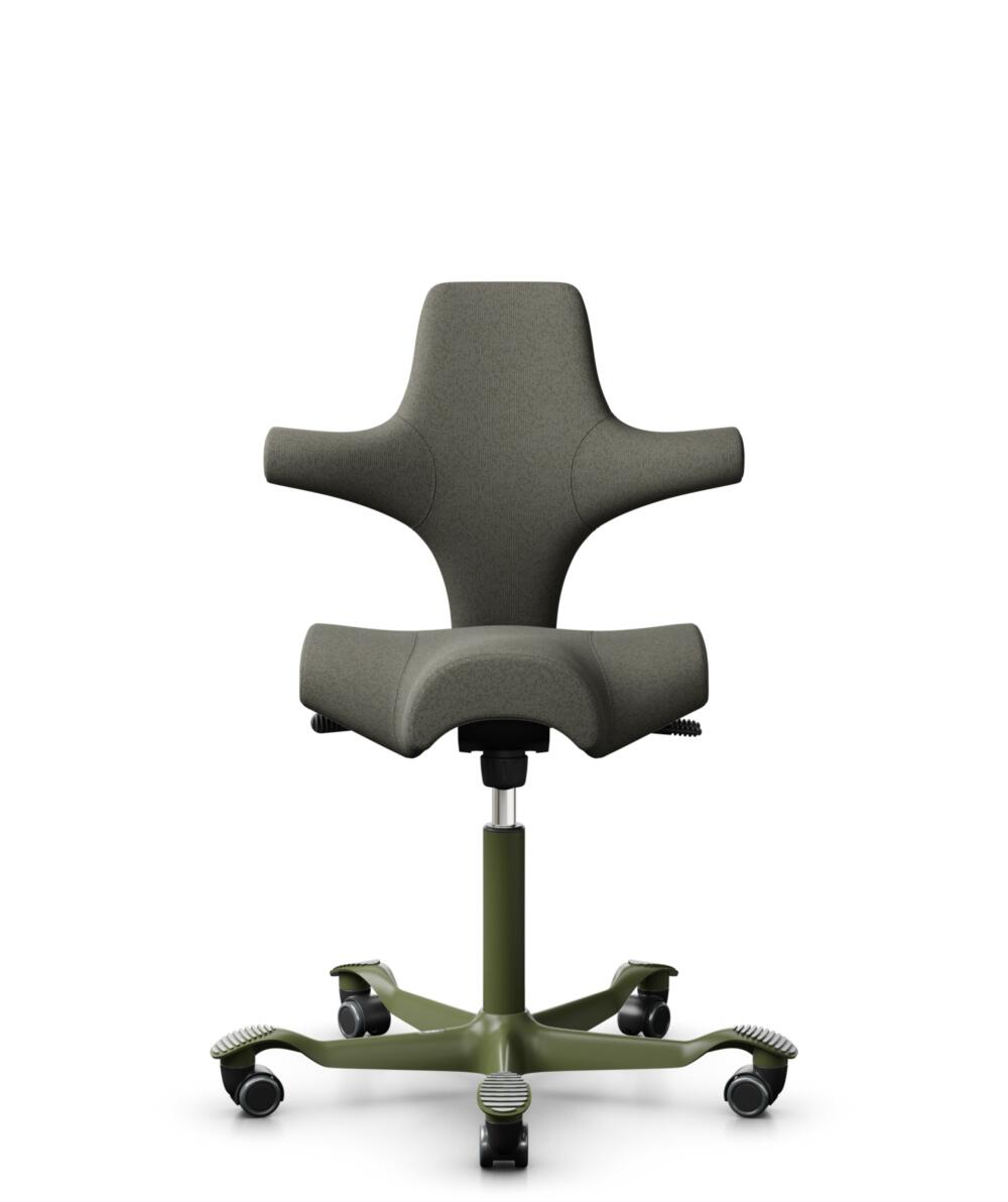 HÅG Capisco 8106 - Capture (Gabriel) - Wol / Polyamide - CPT4401 - Warm grey - Framekleur - Moss Grey - Gasveer - 150 mm (Zithoogte 40-55cm) - Vloercontact - Zachte wielen t.b.v. harde vloeren - Voetenring - Nee, geen voetenring - Voetster - Nee, voets... - 3