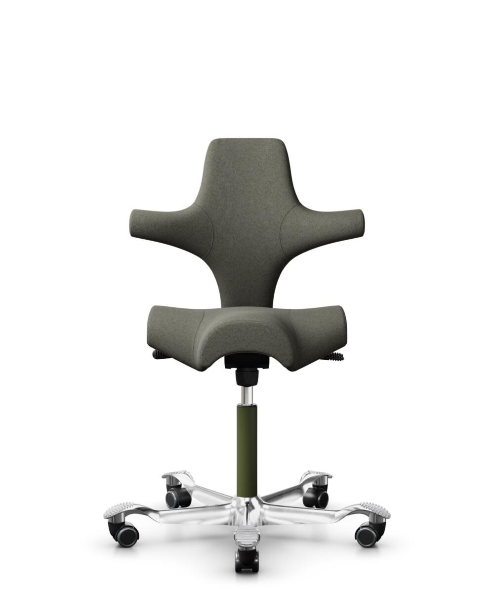 HÅG Capisco 8106 - Capture (Gabriel) - Wol / Polyamide - CPT4401 - Warm grey - Framekleur - Moss Grey - Gasveer - 265 mm (Zithoogte 53-79cm) - Vloercontact - Zachte wielen t.b.v. harde vloeren - Voetenring - Nee, geen voetenring - Voetster - Ja, voetst... - 1