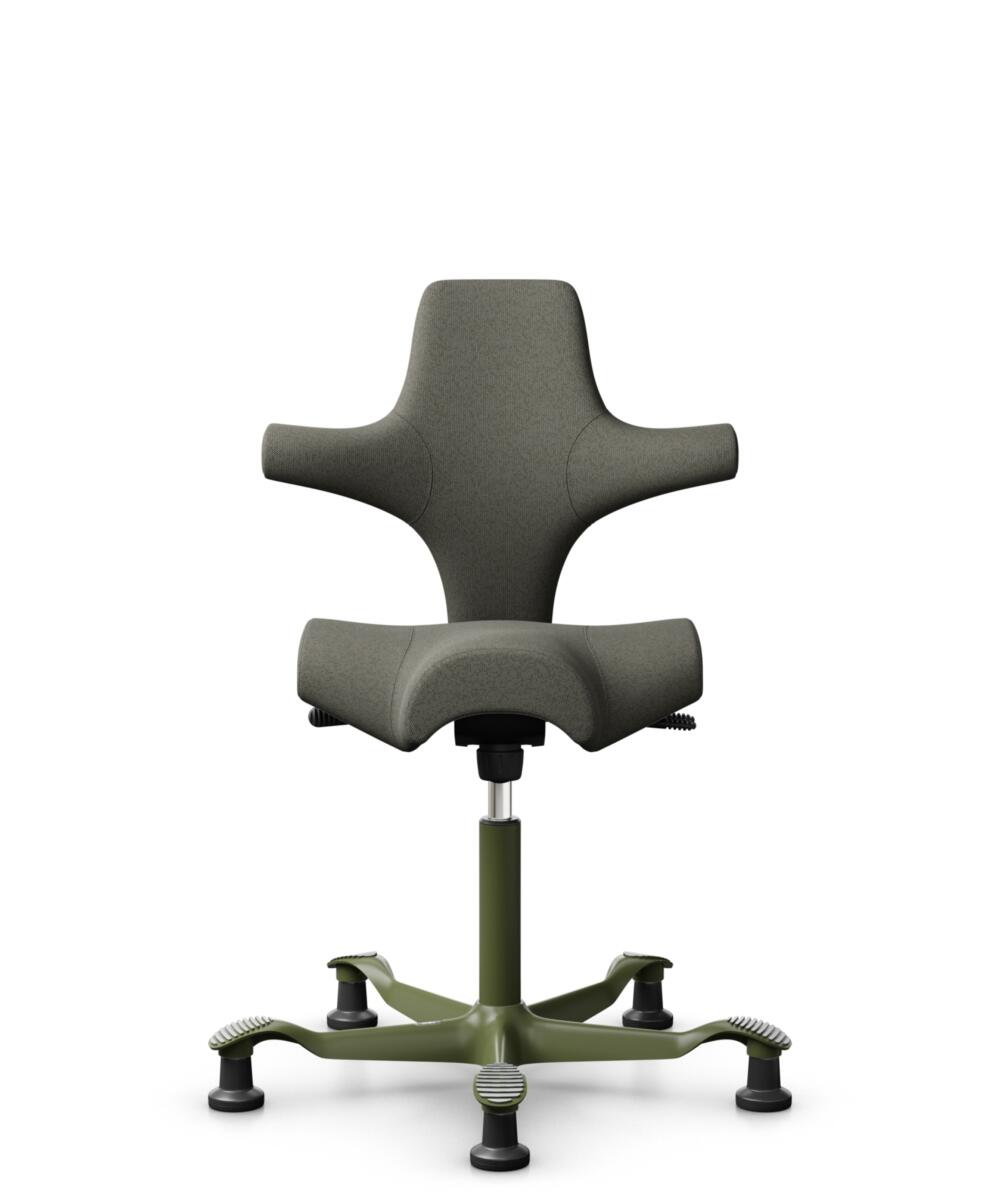 HÅG Capisco 8106 - Capture (Gabriel) - Wol / Polyamide - CPT4401 - Warm grey - Framekleur - Moss Grey - Gasveer - 265 mm (Zithoogte 53-79cm) - Vloercontact - Glijdoppen - Voetenring - Nee, geen voetenring - Voetster - Nee, voetster in framekleur - 1