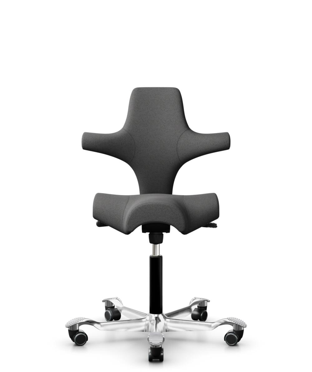 HÅG Capisco 8106 - Capture (Gabriel) - Wol / Polyamide - CPT4601 - Dark grey - Framekleur - Zwart - Gasveer - 150 mm (Zithoogte 40-55cm) - Vloercontact - Harde wielen t.b.v. zachte vloeren - Voetenring - Nee, geen voetenring - Voetster - Ja, voetster i... - 3