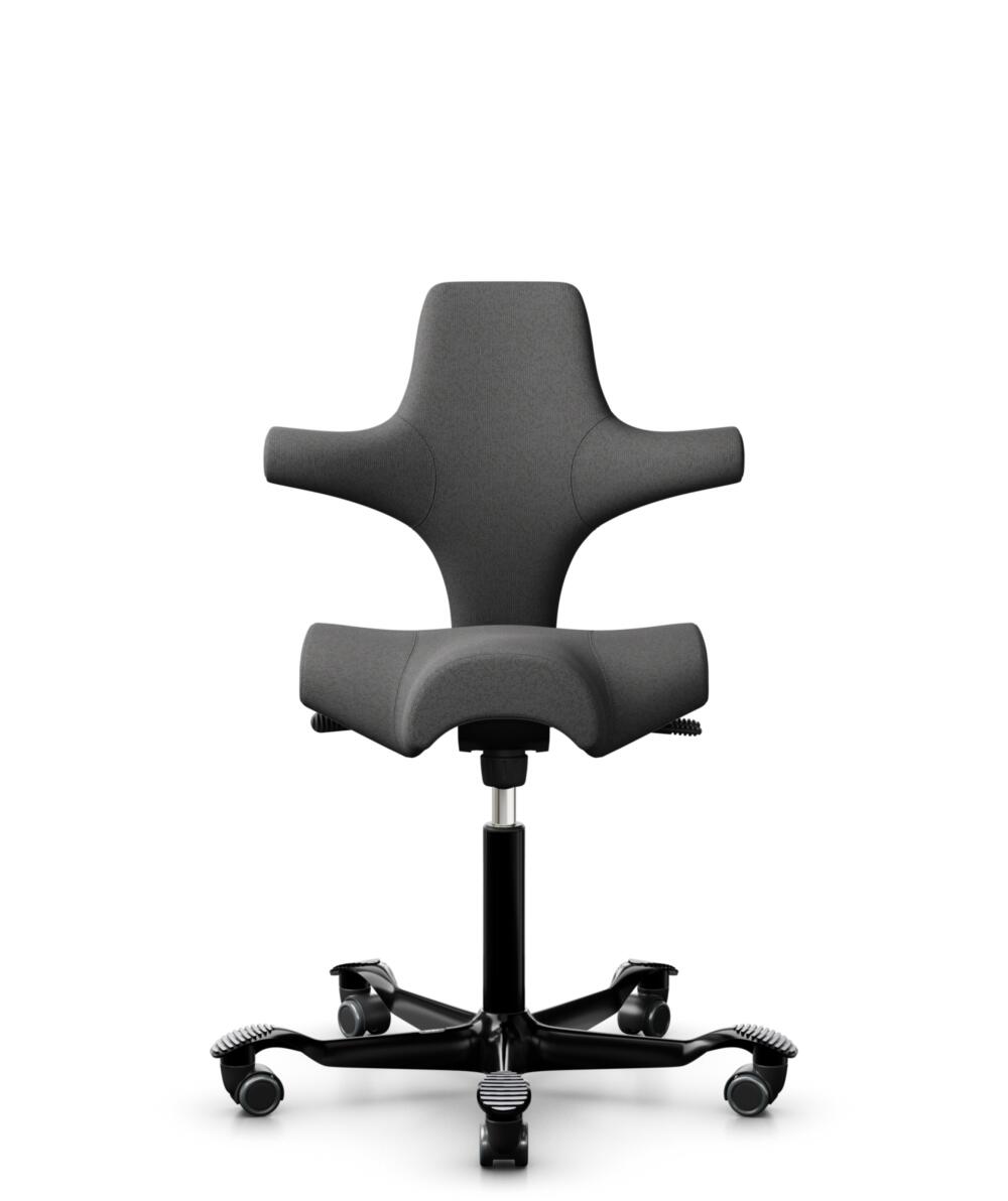 HÅG Capisco 8106 - Capture (Gabriel) - Wol / Polyamide - CPT4601 - Dark grey - Framekleur - Zwart - Gasveer - 200 mm (Zithoogte 46-64cm) - Vloercontact - Harde wielen t.b.v. zachte vloeren - Voetenring - Nee, geen voetenring - Voetster - Nee, voetster ... - 1