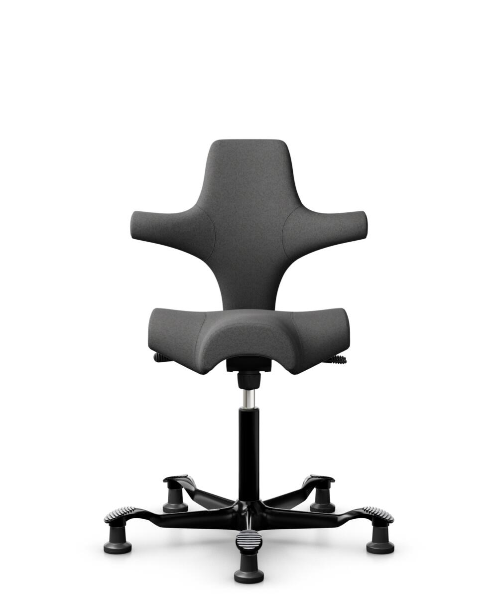 HÅG Capisco 8106 - Capture (Gabriel) - Wol / Polyamide - CPT4601 - Dark grey - Framekleur - Zwart - Gasveer - 200 mm (Zithoogte 46-64cm) - Vloercontact - Glijdoppen - Voetenring - Nee, geen voetenring - Voetster - Nee, voetster in framekleur - 1