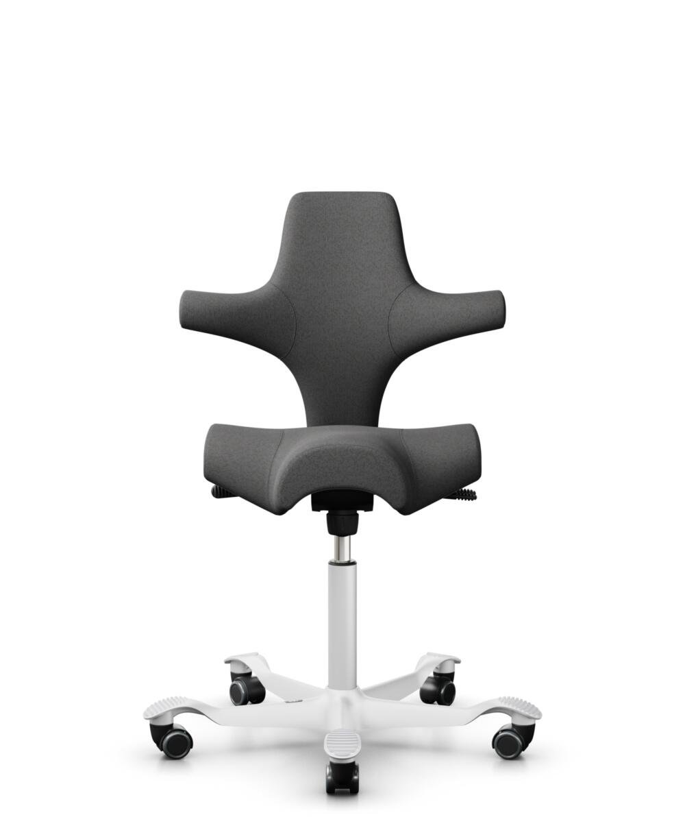 HÅG Capisco 8106 - Capture (Gabriel) - Wol / Polyamide - CPT4601 - Dark grey - Framekleur - Wit - Gasveer - 150 mm (Zithoogte 40-55cm) - Vloercontact - Zachte wielen t.b.v. harde vloeren - Voetenring - Nee, geen voetenring - Voetster - Nee, voetster in... - 1