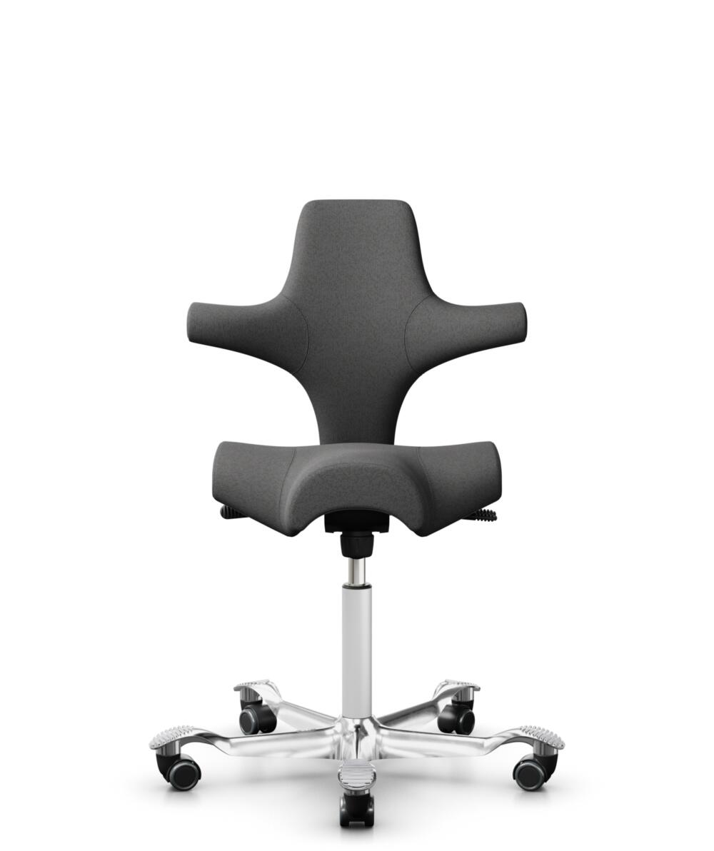 HÅG Capisco 8106 - Capture (Gabriel) - Wol / Polyamide - CPT4601 - Dark grey - Framekleur - Wit - Gasveer - 265 mm (Zithoogte 53-79cm) - Vloercontact - Harde wielen t.b.v. zachte vloeren - Voetenring - Nee, geen voetenring - Voetster - Ja, voetster in ... - 3