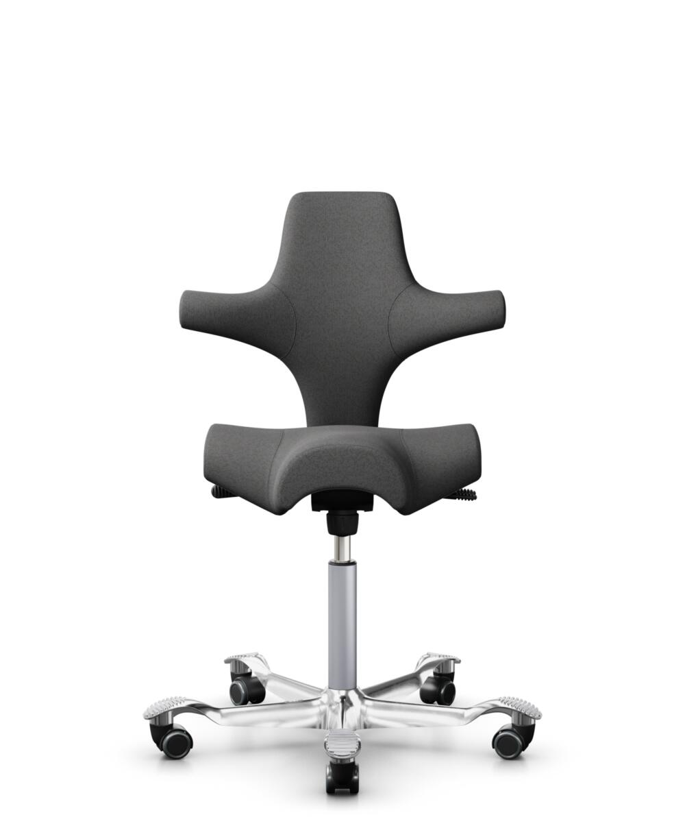 HÅG Capisco 8106 - Capture (Gabriel) - Wol / Polyamide - CPT4601 - Dark grey - Framekleur - Zilver - Gasveer - 150 mm (Zithoogte 40-55cm) - Vloercontact - Zachte wielen t.b.v. harde vloeren - Voetenring - Nee, geen voetenring - Voetster - Ja, voetster ... - 1