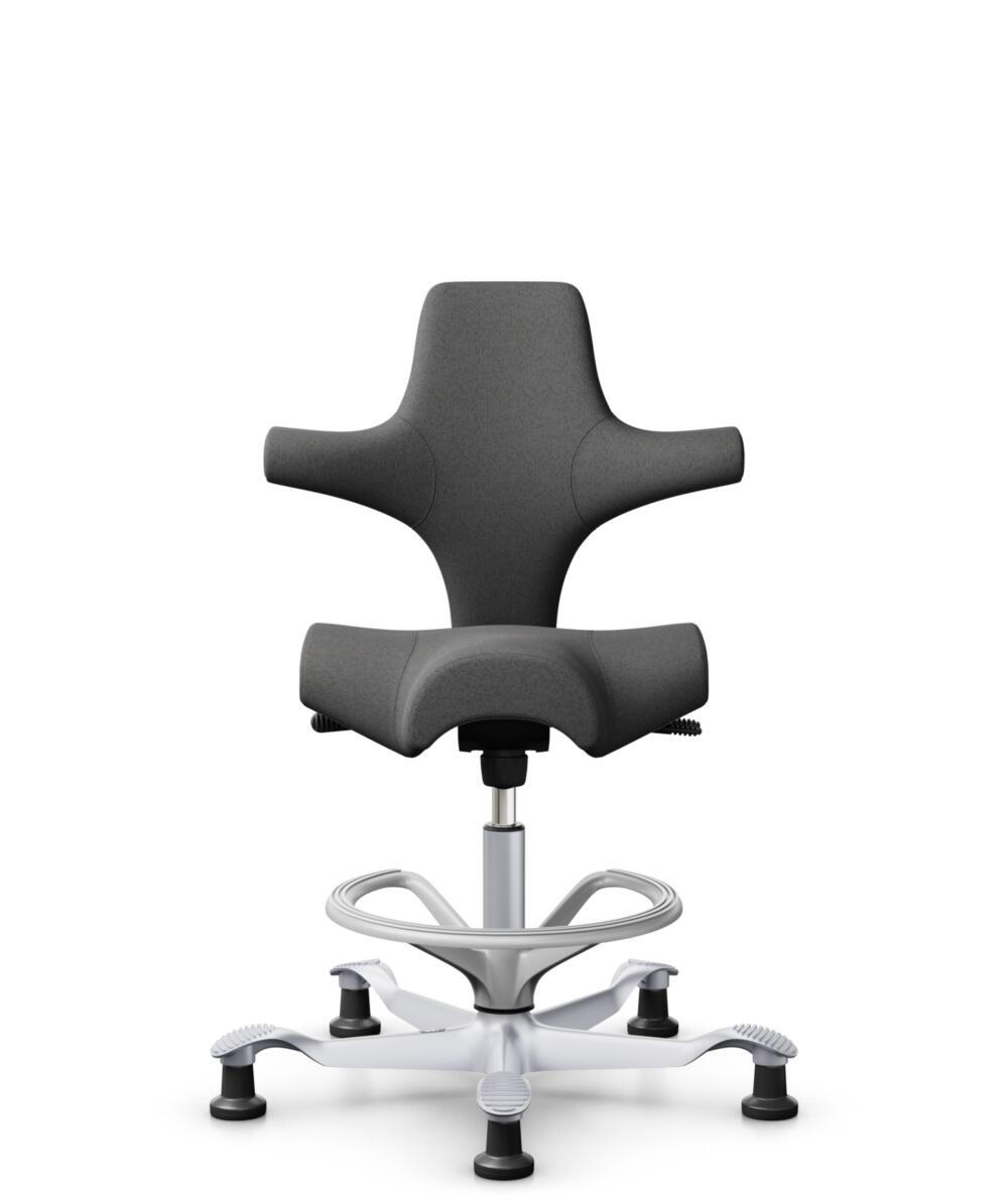 HÅG Capisco 8106 - Capture (Gabriel) - Wol / Polyamide - CPT4601 - Dark grey - Framekleur - Zilver - Gasveer - 200 mm (Zithoogte 46-64cm) - Vloercontact - Glijdoppen - Voetenring - Ja, in framekleur - Voetster - Nee, voetster in framekleur - 3