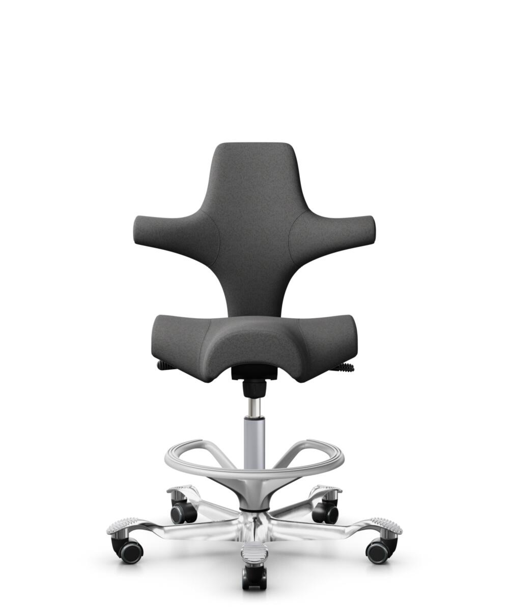 HÅG Capisco 8106 - Capture (Gabriel) - Wol / Polyamide - CPT4601 - Dark grey - Framekleur - Zilver - Gasveer - 265 mm (Zithoogte 53-79cm) - Vloercontact - Harde wielen t.b.v. zachte vloeren - Voetenring - Ja, in framekleur - Voetster - Ja, voetster in ... - 3