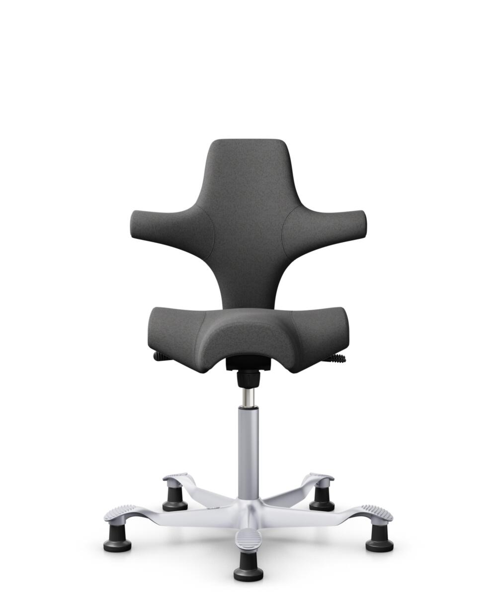 HÅG Capisco 8106 - Capture (Gabriel) - Wol / Polyamide - CPT4601 - Dark grey - Framekleur - Zilver - Gasveer - 265 mm (Zithoogte 53-79cm) - Vloercontact - Glijdoppen - Voetenring - Nee, geen voetenring - Voetster - Nee, voetster in framekleur - 3