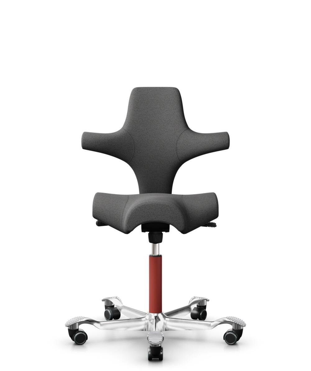 HÅG Capisco 8106 - Capture (Gabriel) - Wol / Polyamide - CPT4601 - Dark grey - Framekleur - Blush Rose - Gasveer - 200 mm (Zithoogte 46-64cm) - Vloercontact - Zachte wielen t.b.v. harde vloeren - Voetenring - Nee, geen voetenring - Voetster - Ja, voets... - 3