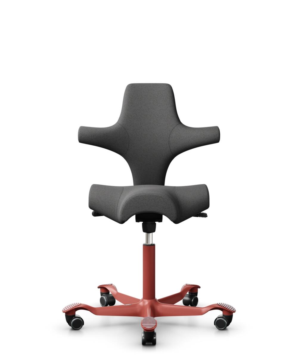 HÅG Capisco 8106 - Capture (Gabriel) - Wol / Polyamide - CPT4601 - Dark grey - Framekleur - Blush Rose - Gasveer - 265 mm (Zithoogte 53-79cm) - Vloercontact - Harde wielen t.b.v. zachte vloeren - Voetenring - Nee, geen voetenring - Voetster - Nee, voet... - 1