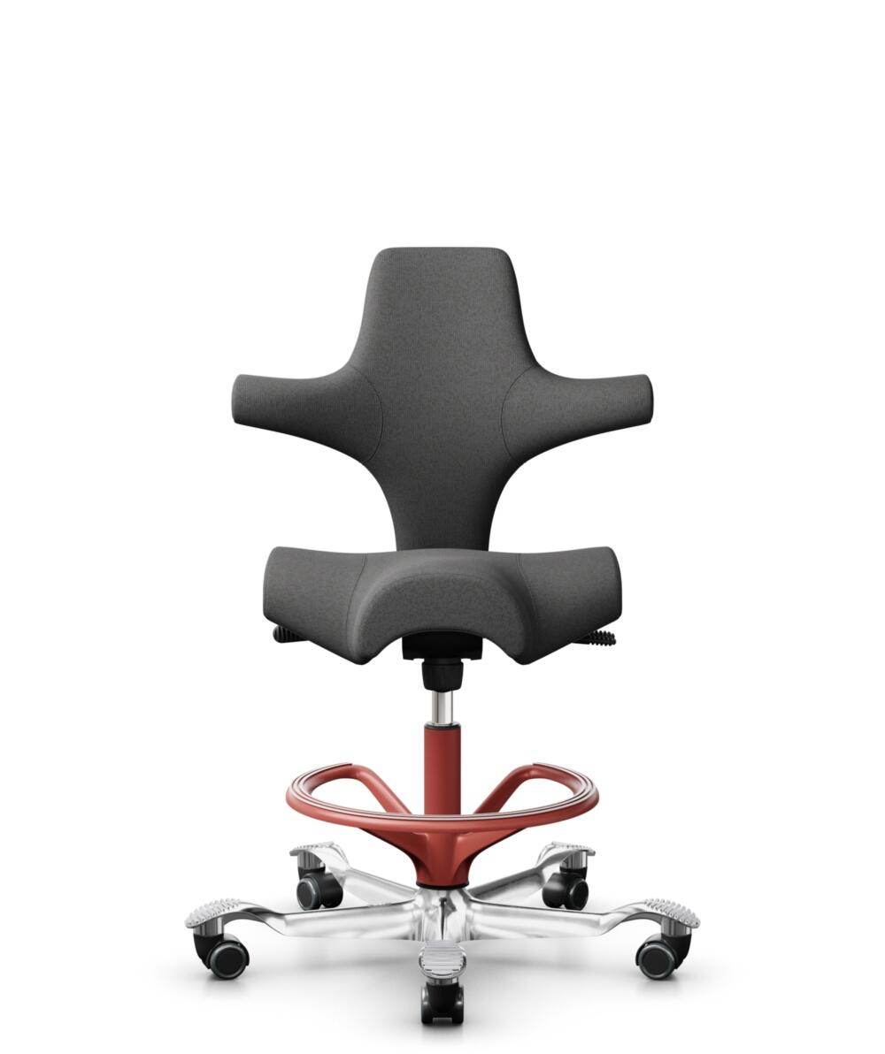 HÅG Capisco 8106 - Capture (Gabriel) - Wol / Polyamide - CPT4601 - Dark grey - Framekleur - Blush Rose - Gasveer - 265 mm (Zithoogte 53-79cm) - Vloercontact - Harde wielen t.b.v. zachte vloeren - Voetenring - Ja, in framekleur - Voetster - Ja, voetster... - 1