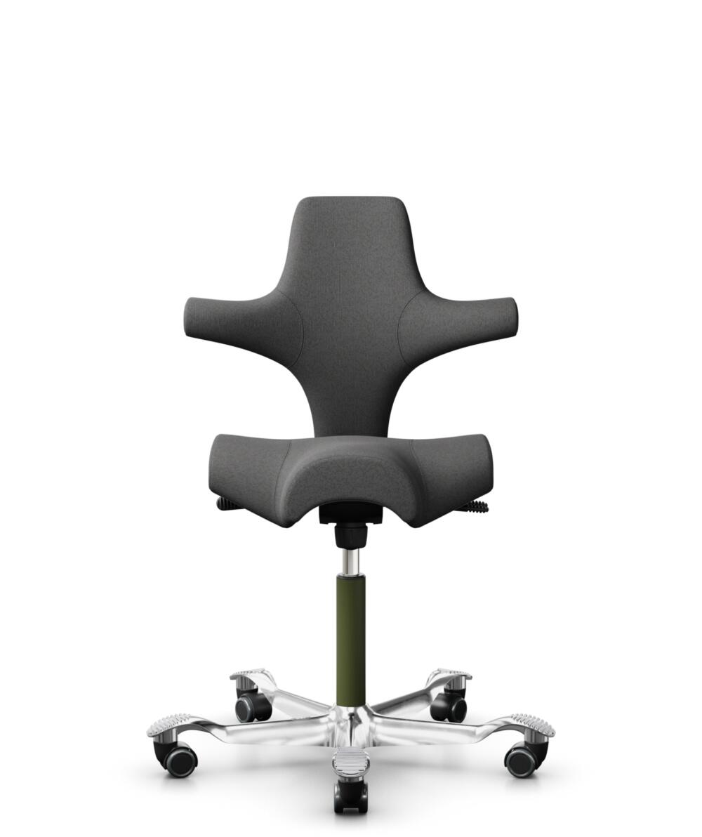 HÅG Capisco 8106 - Capture (Gabriel) - Wol / Polyamide - CPT4601 - Dark grey - Framekleur - Moss Grey - Gasveer - 200 mm (Zithoogte 46-64cm) - Vloercontact - Harde wielen t.b.v. zachte vloeren - Voetenring - Nee, geen voetenring - Voetster - Ja, voetst... - 1