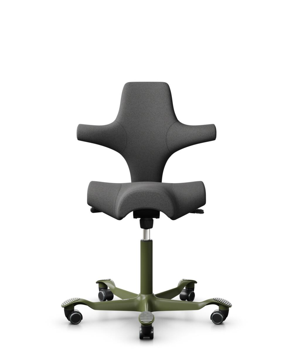 HÅG Capisco 8106 - Capture (Gabriel) - Wol / Polyamide - CPT4601 - Dark grey - Framekleur - Moss Grey - Gasveer - 265 mm (Zithoogte 53-79cm) - Vloercontact - Zachte wielen t.b.v. harde vloeren - Voetenring - Nee, geen voetenring - Voetster - Nee, voets... - 3