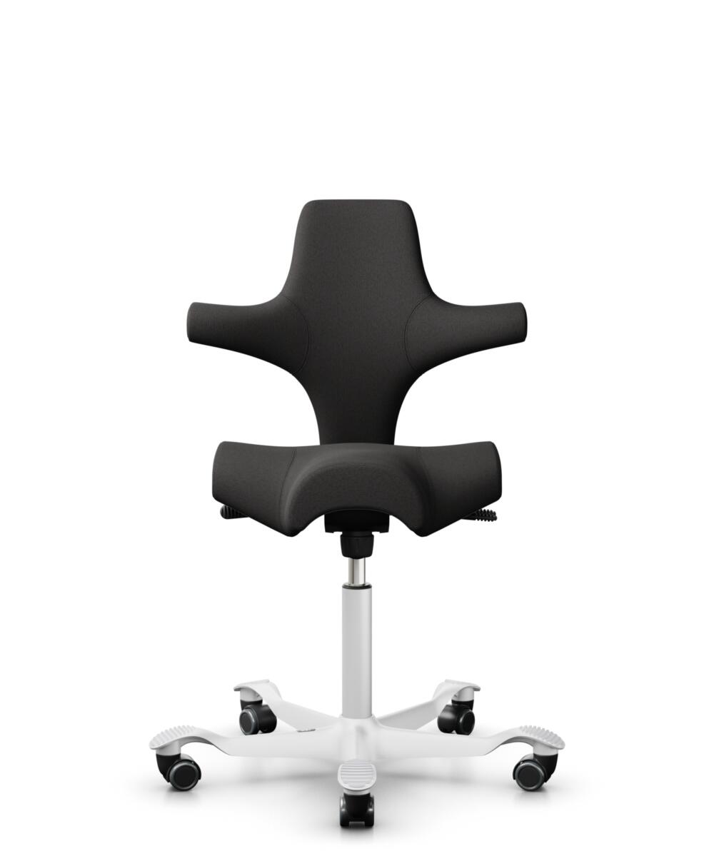 HÅG Capisco 8106 - Capture (Gabriel) - Wol / Polyamide - CPT5501 - Charcoal - Framekleur - Wit - Gasveer - 150 mm (Zithoogte 40-55cm) - Vloercontact - Harde wielen t.b.v. zachte vloeren - Voetenring - Nee, geen voetenring - Voetster - Nee, voetster in ... - 3