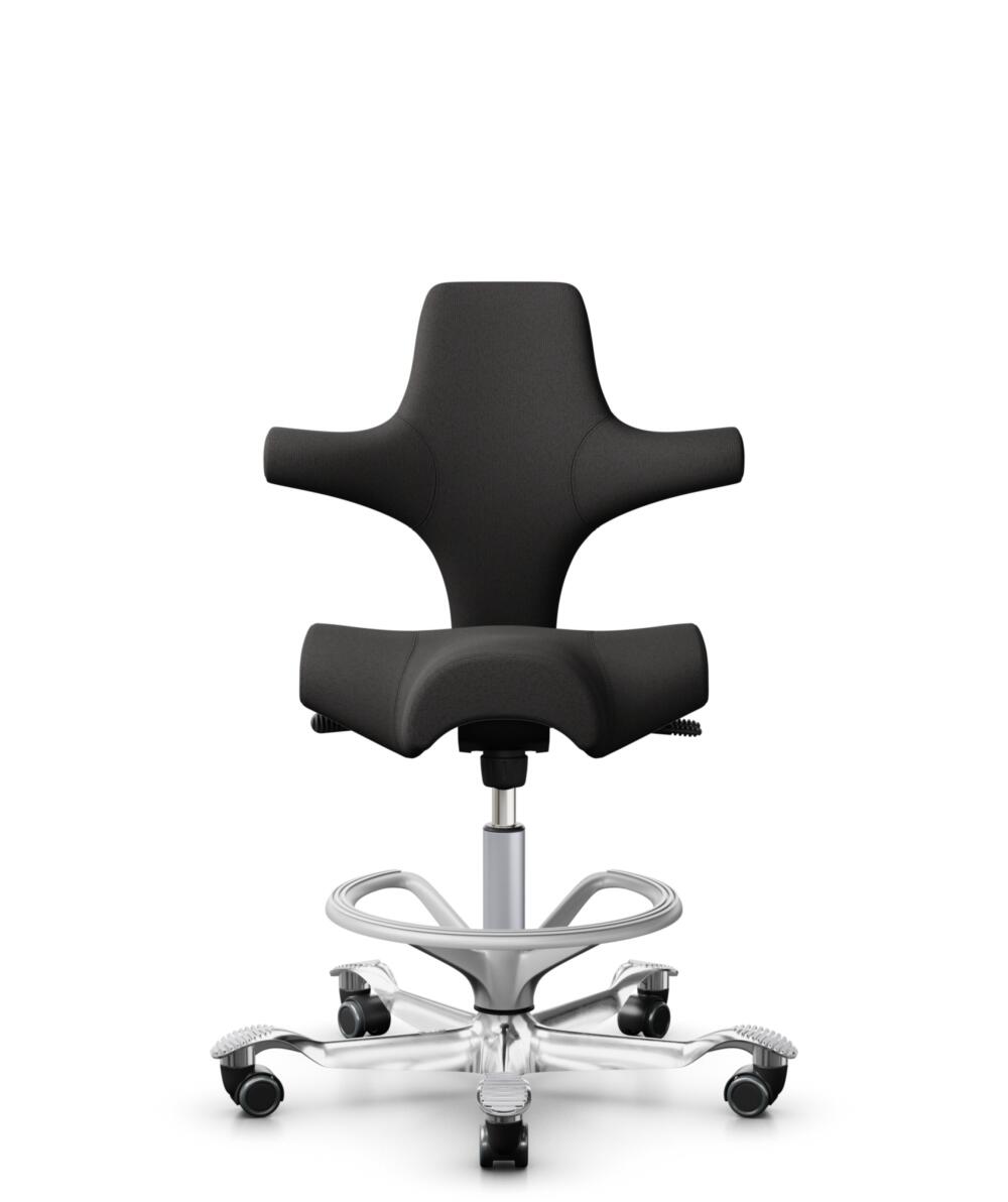 HÅG Capisco 8106 - Capture (Gabriel) - Wol / Polyamide - CPT5501 - Charcoal - Framekleur - Zilver - Gasveer - 200 mm (Zithoogte 46-64cm) - Vloercontact - Harde wielen t.b.v. zachte vloeren - Voetenring - Ja, in framekleur - Voetster - Ja, voetster in g... - 1
