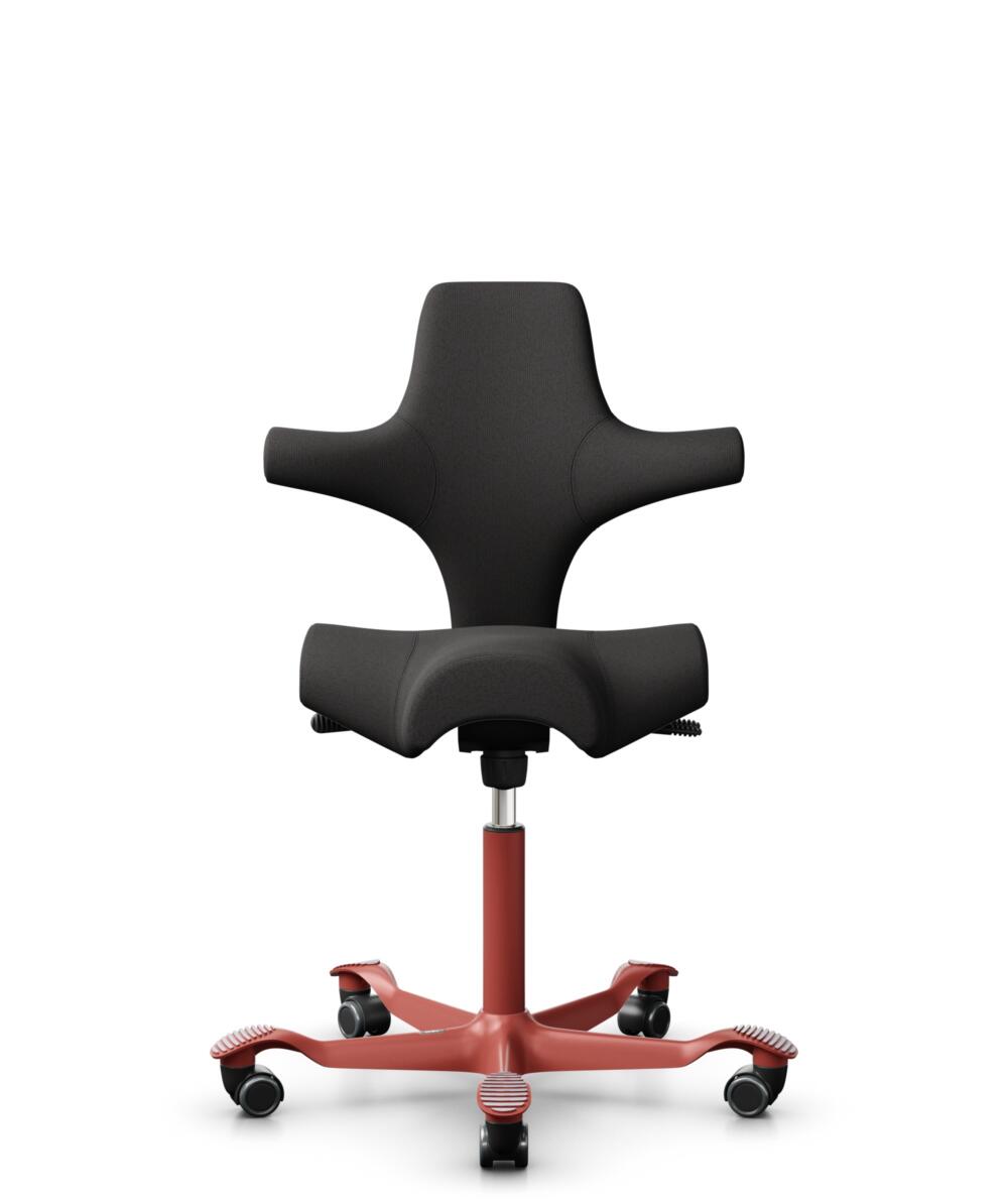 HÅG Capisco 8106 - Capture (Gabriel) - Wol / Polyamide - CPT5501 - Charcoal - Framekleur - Blush Rose - Gasveer - 200 mm (Zithoogte 46-64cm) - Vloercontact - Harde wielen t.b.v. zachte vloeren - Voetenring - Nee, geen voetenring - Voetster - Nee, voets... - 3