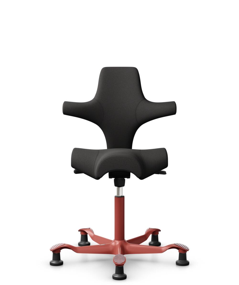 HÅG Capisco 8106 - Capture (Gabriel) - Wol / Polyamide - CPT5501 - Charcoal - Framekleur - Blush Rose - Gasveer - 200 mm (Zithoogte 46-64cm) - Vloercontact - Glijdoppen - Voetenring - Nee, geen voetenring - Voetster - Nee, voetster in framekleur - 3