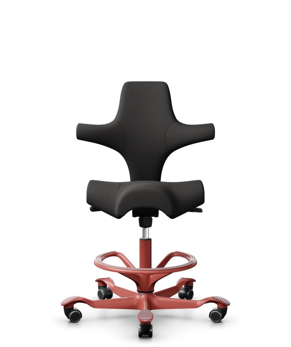 HÅG Capisco 8106 - Capture (Gabriel) - Wol / Polyamide - CPT5501 - Charcoal - Framekleur - Blush Rose - Gasveer - 265 mm (Zithoogte 53-79cm) - Vloercontact - Zachte wielen t.b.v. harde vloeren - Voetenring - Ja, in framekleur - Voetster - Nee, voetster... - 1