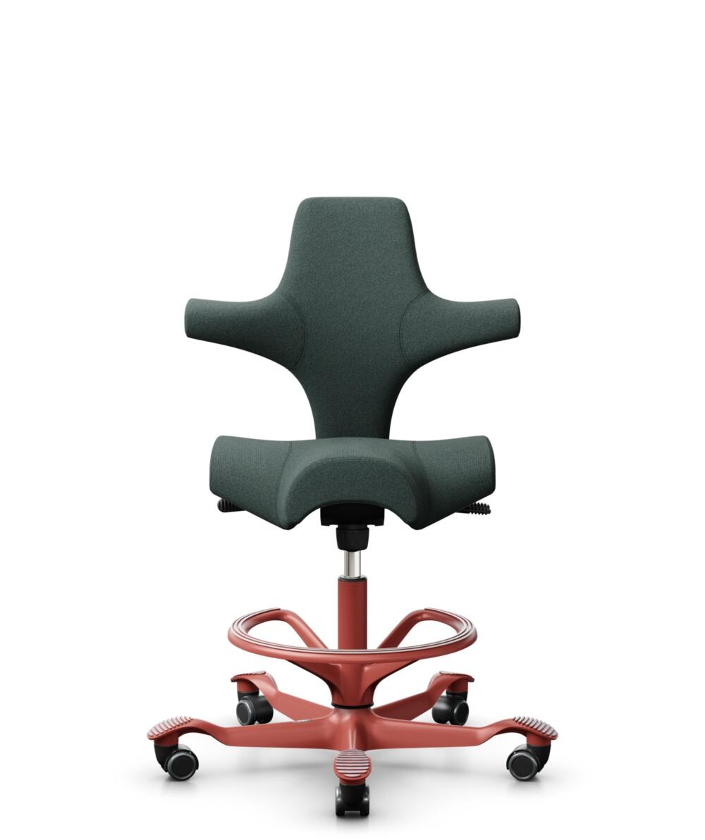 HÅG Capisco 8106 - Capture (Gabriel) - Wol / Polyamide - CPT6601 - Blue - Framekleur - Blush Rose - Gasveer - 265 mm (Zithoogte 53-79cm) - Vloercontact - Zachte wielen t.b.v. harde vloeren - Voetenring - Ja, in framekleur - Voetster - Nee, voetster in ... - 3