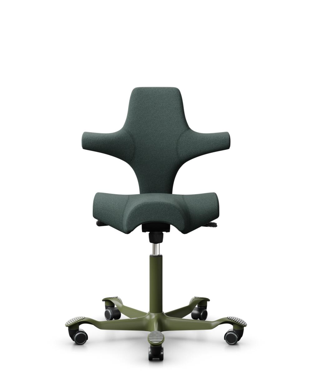 HÅG Capisco 8106 - Capture (Gabriel) - Wol / Polyamide - CPT6601 - Blue - Framekleur - Moss Grey - Gasveer - 150 mm (Zithoogte 40-55cm) - Vloercontact - Harde wielen t.b.v. zachte vloeren - Voetenring - Nee, geen voetenring - Voetster - Nee, voetster i... - 3