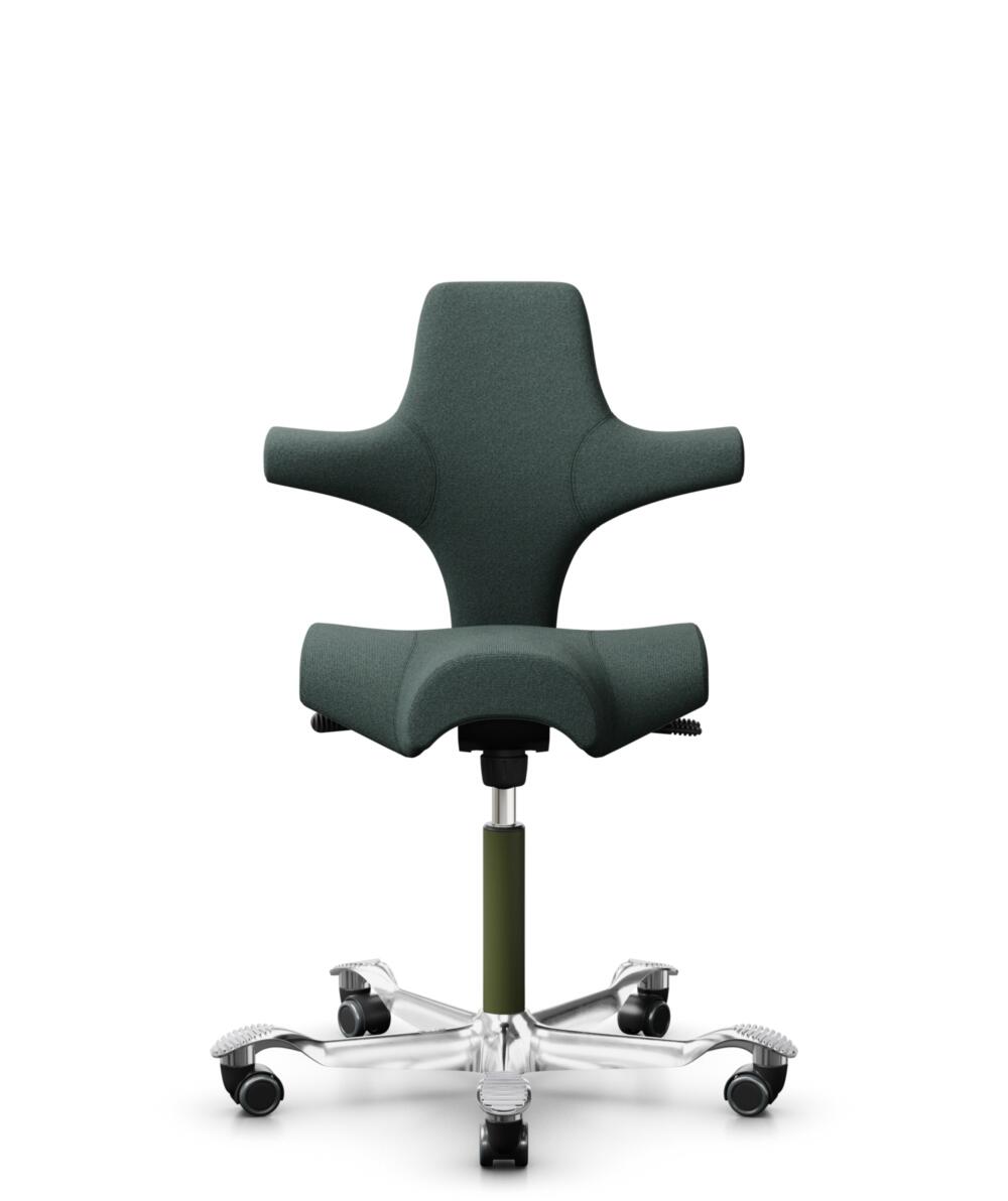 HÅG Capisco 8106 - Capture (Gabriel) - Wol / Polyamide - CPT6601 - Blue - Framekleur - Moss Grey - Gasveer - 200 mm (Zithoogte 46-64cm) - Vloercontact - Harde wielen t.b.v. zachte vloeren - Voetenring - Nee, geen voetenring - Voetster - Ja, voetster in... - 1