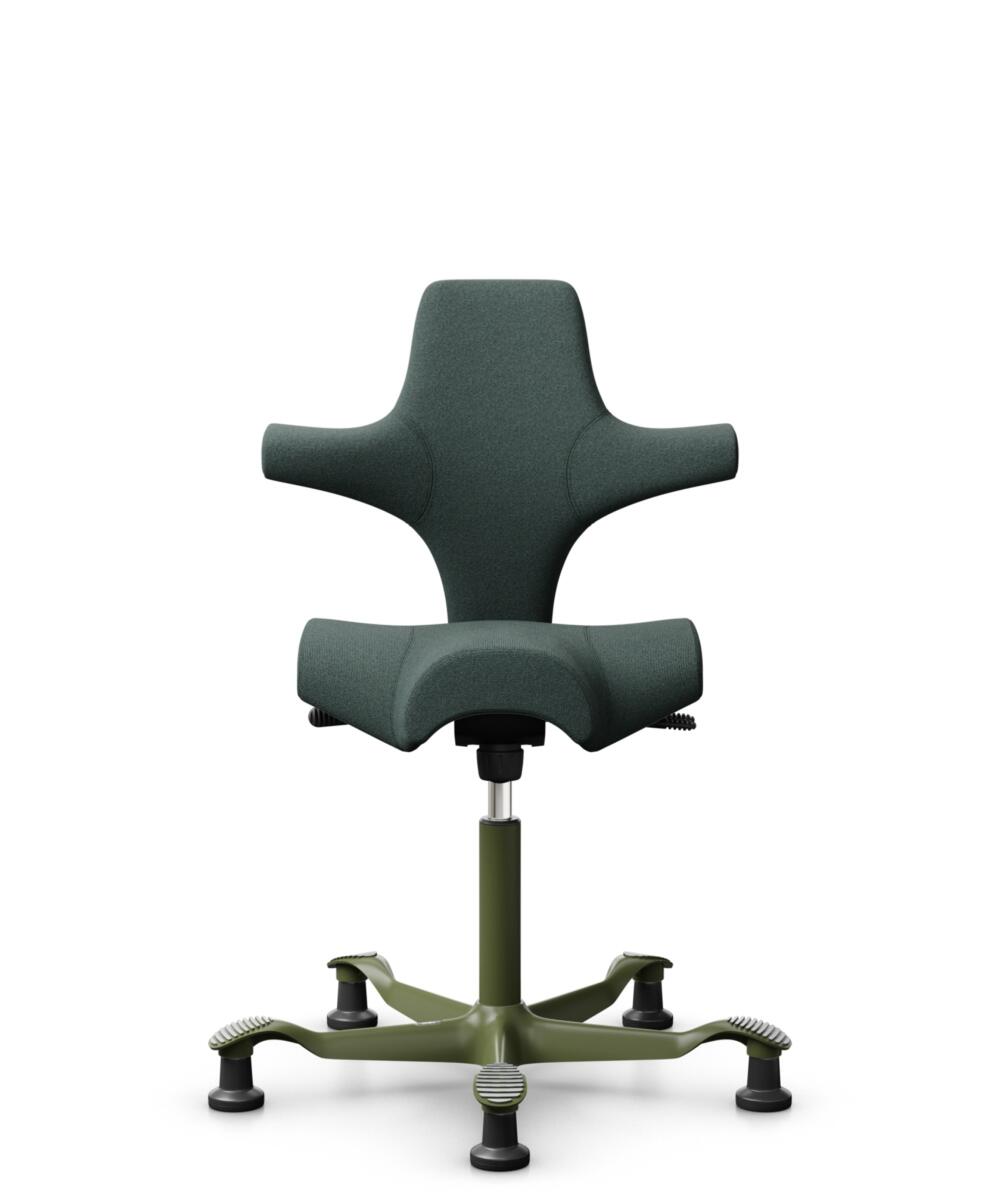 HÅG Capisco 8106 - Capture (Gabriel) - Wol / Polyamide - CPT6601 - Blue - Framekleur - Moss Grey - Gasveer - 200 mm (Zithoogte 46-64cm) - Vloercontact - Glijdoppen - Voetenring - Nee, geen voetenring - Voetster - Nee, voetster in framekleur - 1