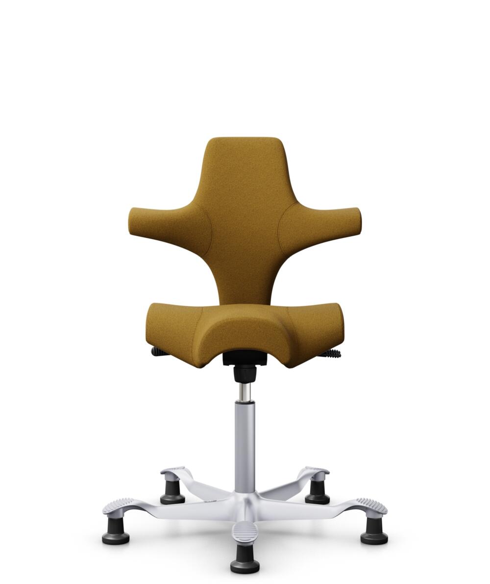 HÅG Capisco 8106 - Capture (Gabriel) - Wol / Polyamide - CPT6401 - Ochre - Framekleur - Zilver - Gasveer - 265 mm (Zithoogte 53-79cm) - Vloercontact - Glijdoppen - Voetenring - Nee, geen voetenring - Voetster - Nee, voetster in framekleur - 3