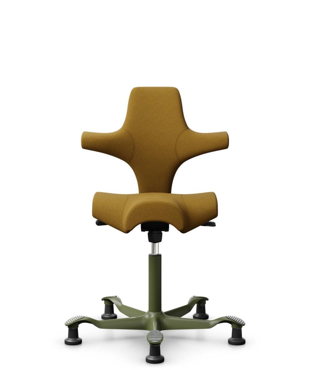 HÅG Capisco 8106 - Capture (Gabriel) - Wol / Polyamide - CPT6401 - Ochre - Framekleur - Moss Grey - Gasveer - 150 mm (Zithoogte 40-55cm) - Vloercontact - Glijdoppen - Voetenring - Nee, geen voetenring - Voetster - Nee, voetster in framekleur - 3