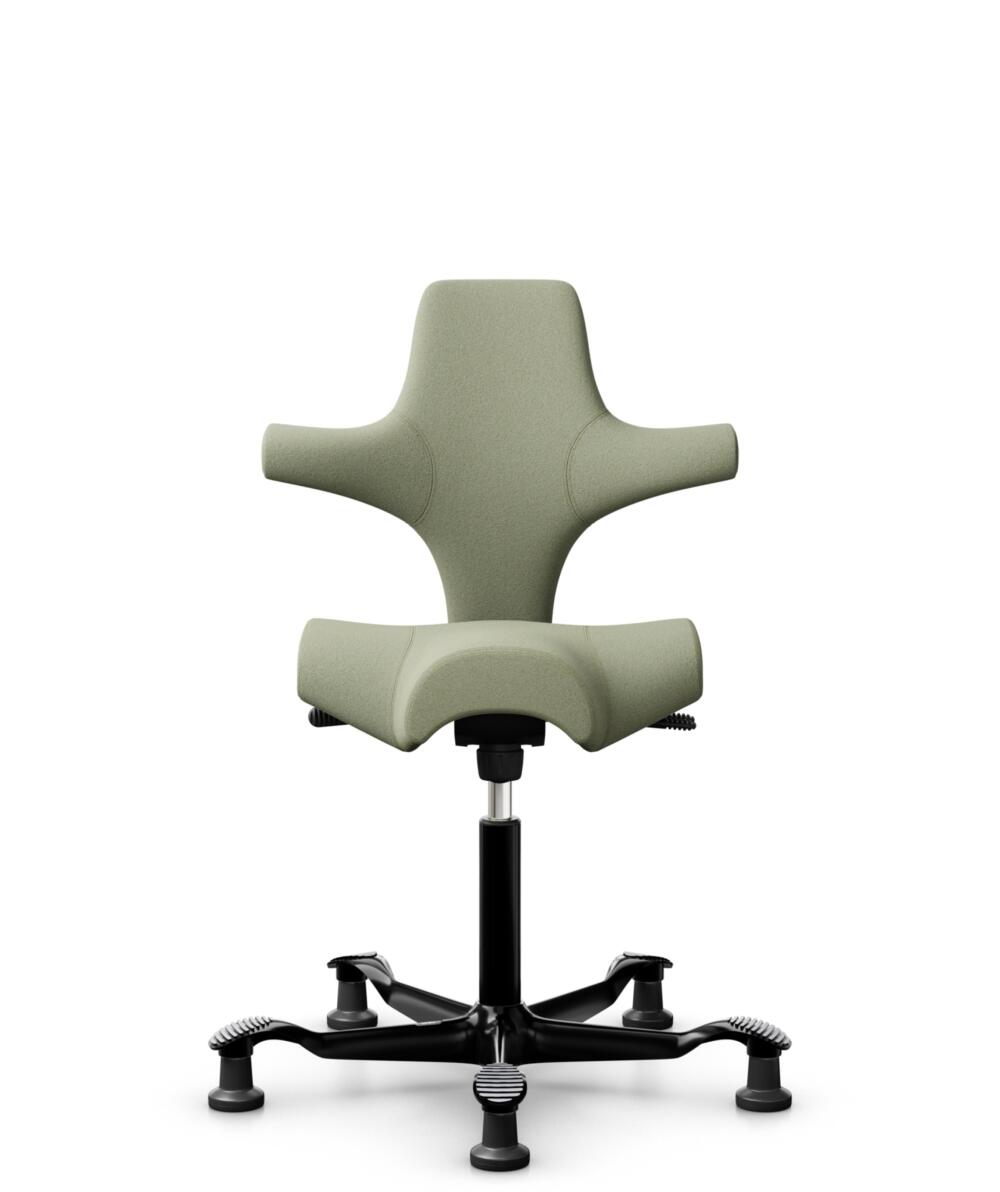 HÅG Capisco 8106 - Capture (Gabriel) - Wol / Polyamide - CPT5101 - Green-grey - Framekleur - Zwart - Gasveer - 265 mm (Zithoogte 53-79cm) - Vloercontact - Glijdoppen - Voetenring - Nee, geen voetenring - Voetster - Nee, voetster in framekleur - 1