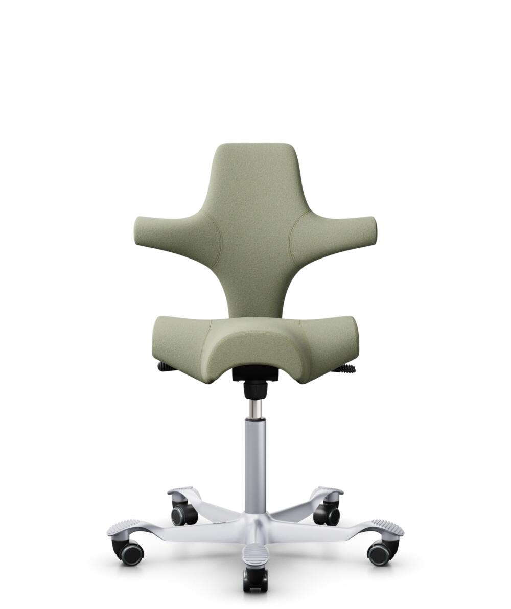 HÅG Capisco 8106 - Capture (Gabriel) - Wol / Polyamide - CPT5101 - Green-grey - Framekleur - Zilver - Gasveer - 200 mm (Zithoogte 46-64cm) - Vloercontact - Zachte wielen t.b.v. harde vloeren - Voetenring - Nee, geen voetenring - Voetster - Nee, voetste... - 3