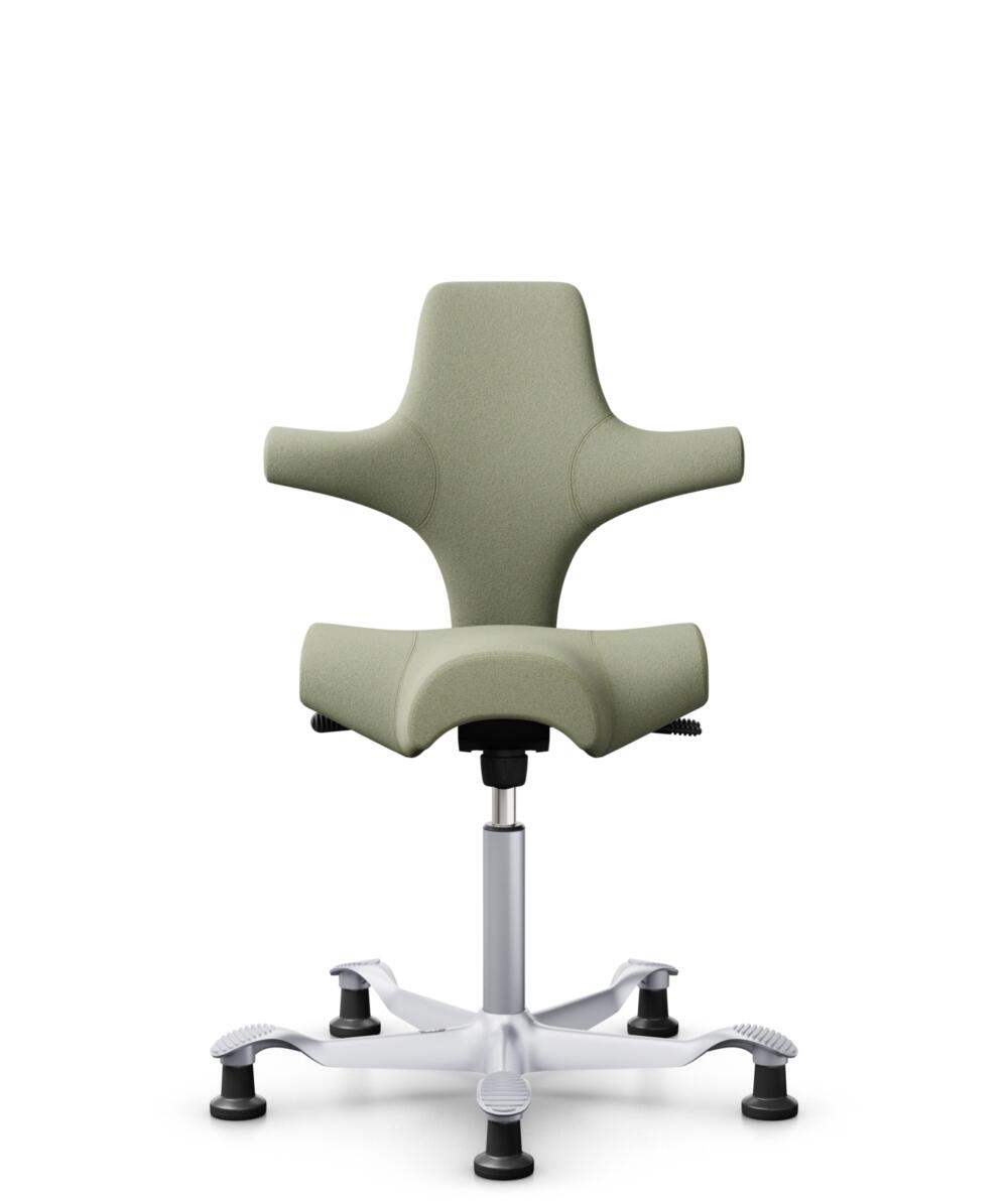 HÅG Capisco 8106 - Capture (Gabriel) - Wol / Polyamide - CPT5101 - Green-grey - Framekleur - Zilver - Gasveer - 265 mm (Zithoogte 53-79cm) - Vloercontact - Glijdoppen - Voetenring - Nee, geen voetenring - Voetster - Nee, voetster in framekleur - 3