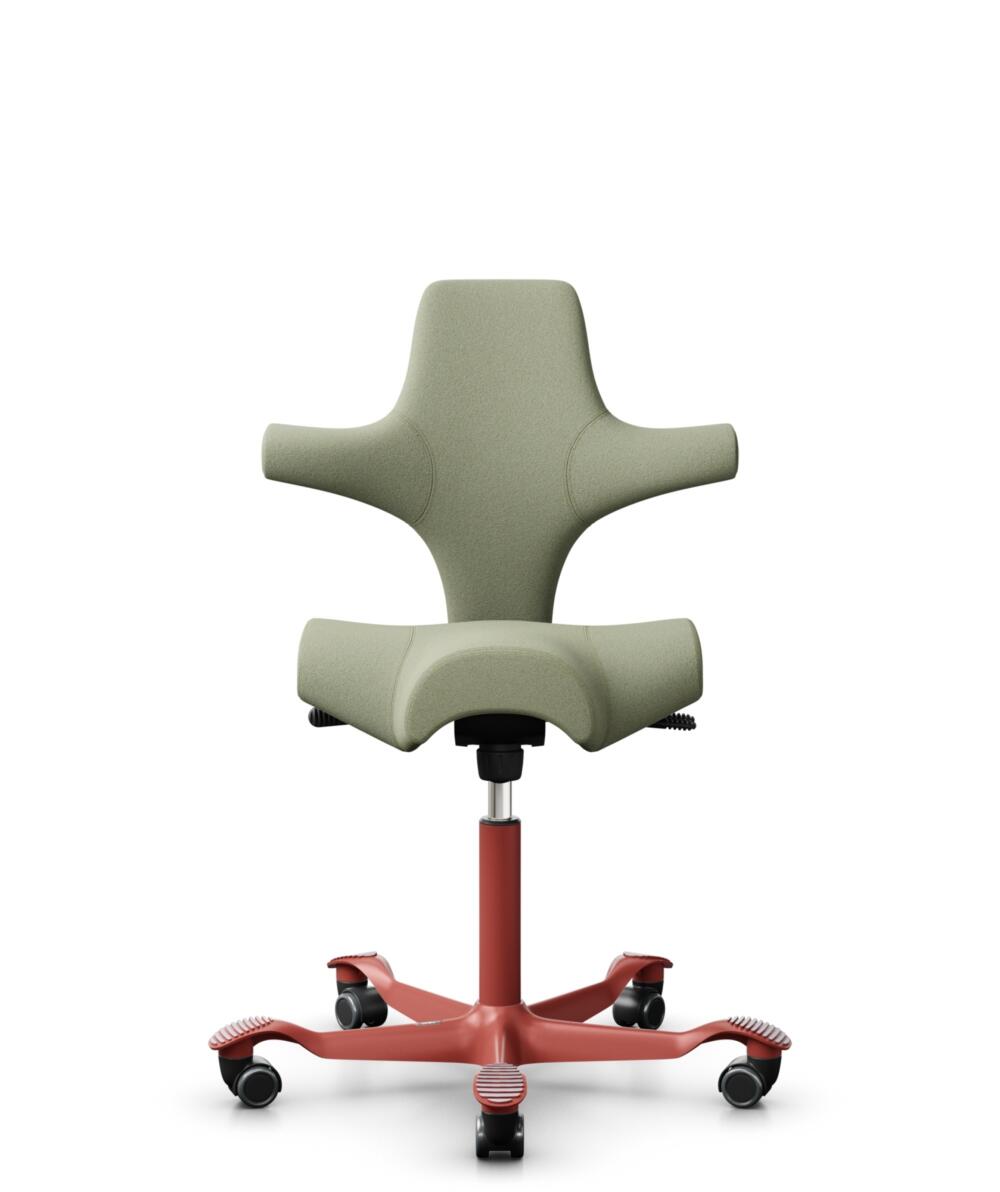 HÅG Capisco 8106 - Capture (Gabriel) - Wol / Polyamide - CPT5101 - Green-grey - Framekleur - Blush Rose - Gasveer - 200 mm (Zithoogte 46-64cm) - Vloercontact - Zachte wielen t.b.v. harde vloeren - Voetenring - Nee, geen voetenring - Voetster - Nee, voe... - 1