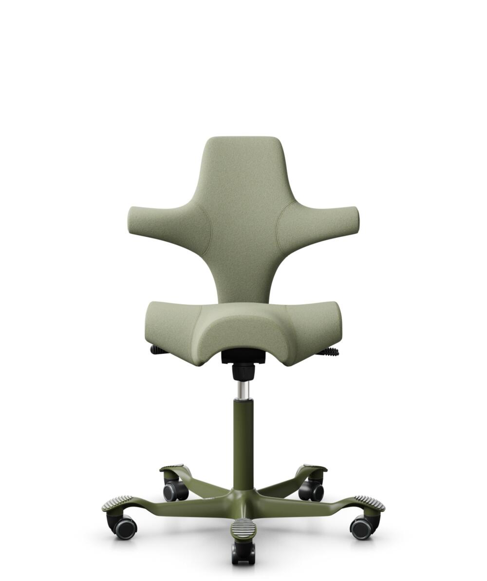 HÅG Capisco 8106 - Capture (Gabriel) - Wol / Polyamide - CPT5101 - Green-grey - Framekleur - Moss Grey - Gasveer - 150 mm (Zithoogte 40-55cm) - Vloercontact - Harde wielen t.b.v. zachte vloeren - Voetenring - Nee, geen voetenring - Voetster - Nee, voet... - 3