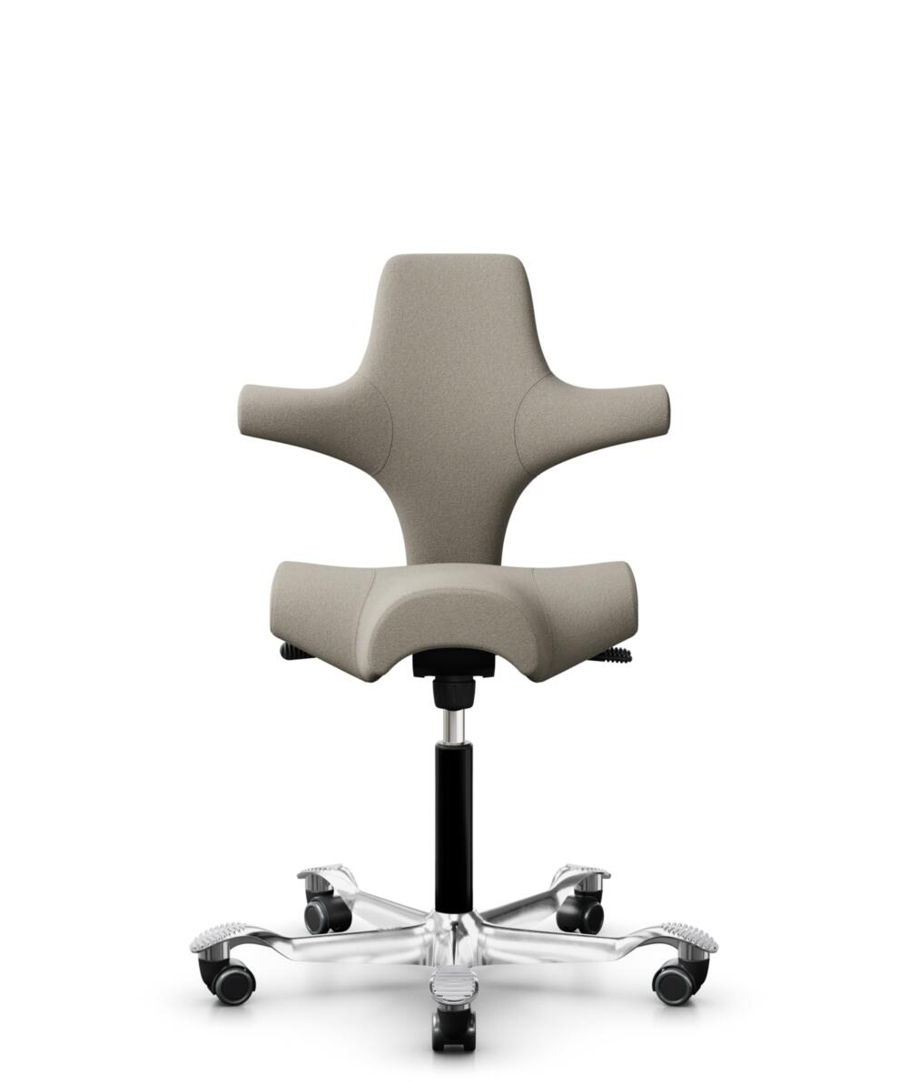 HÅG Capisco 8106 - Capture (Gabriel) - Wol / Polyamide - CPT5103 - Light beige - Framekleur - Zwart - Gasveer - 150 mm (Zithoogte 40-55cm) - Vloercontact - Zachte wielen t.b.v. harde vloeren - Voetenring - Nee, geen voetenring - Voetster - Ja, voetster... - 3