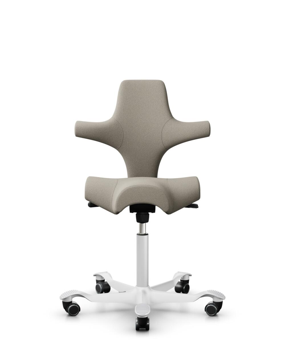 HÅG Capisco 8106 - Capture (Gabriel) - Wol / Polyamide - CPT5103 - Light beige - Framekleur - Wit - Gasveer - 150 mm (Zithoogte 40-55cm) - Vloercontact - Zachte wielen t.b.v. harde vloeren - Voetenring - Nee, geen voetenring - Voetster - Nee, voetster ... - 1
