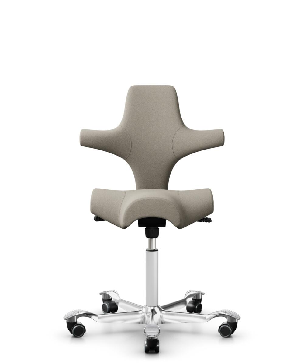 HÅG Capisco 8106 - Capture (Gabriel) - Wol / Polyamide - CPT5103 - Light beige - Framekleur - Wit - Gasveer - 200 mm (Zithoogte 46-64cm) - Vloercontact - Harde wielen t.b.v. zachte vloeren - Voetenring - Nee, geen voetenring - Voetster - Ja, voetster i... - 3
