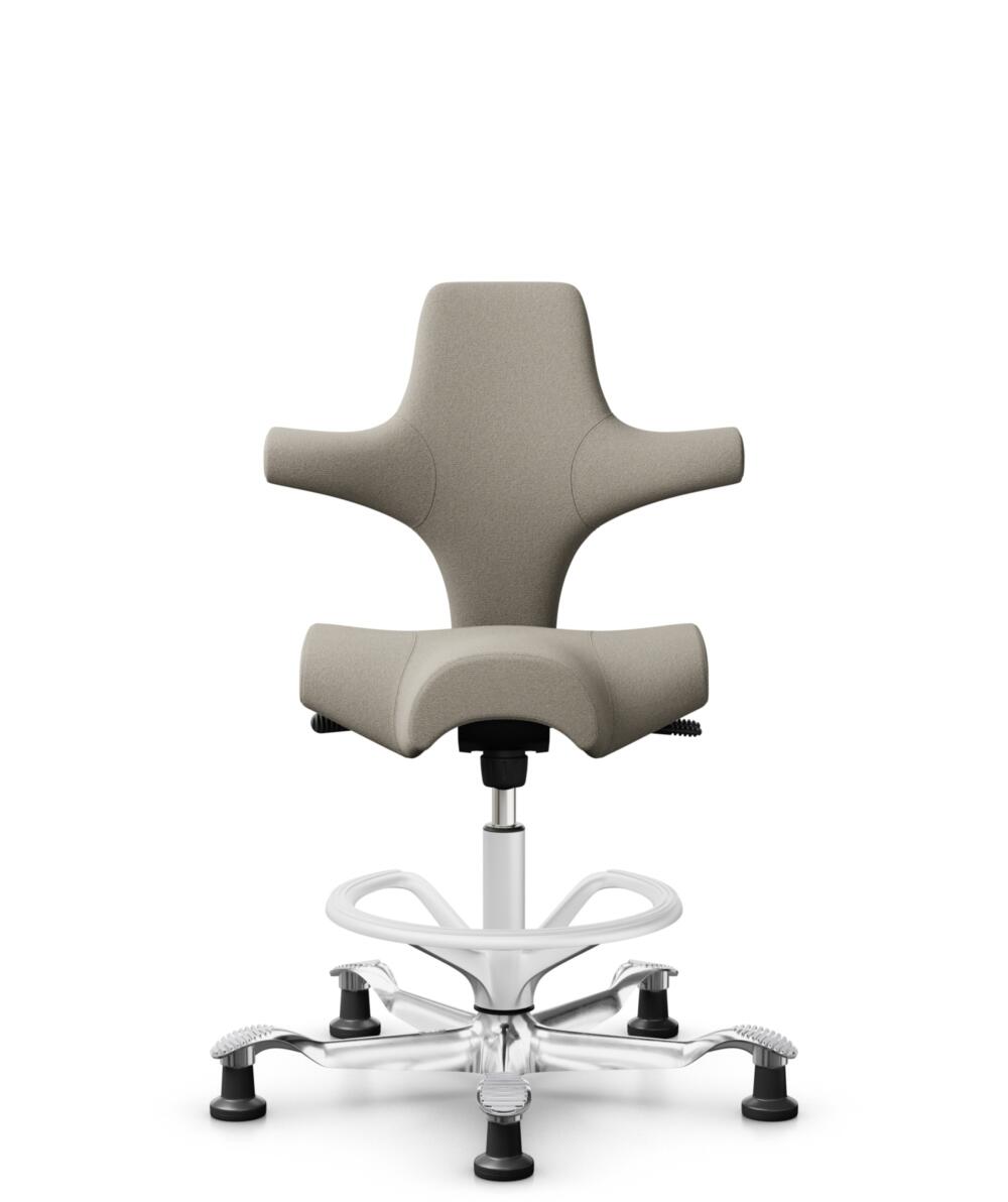HÅG Capisco 8106 - Capture (Gabriel) - Wol / Polyamide - CPT5103 - Light beige - Framekleur - Wit - Gasveer - 200 mm (Zithoogte 46-64cm) - Vloercontact - Glijdoppen - Voetenring - Ja, in framekleur - Voetster - Ja, voetster in gepolijst aluminium - 1