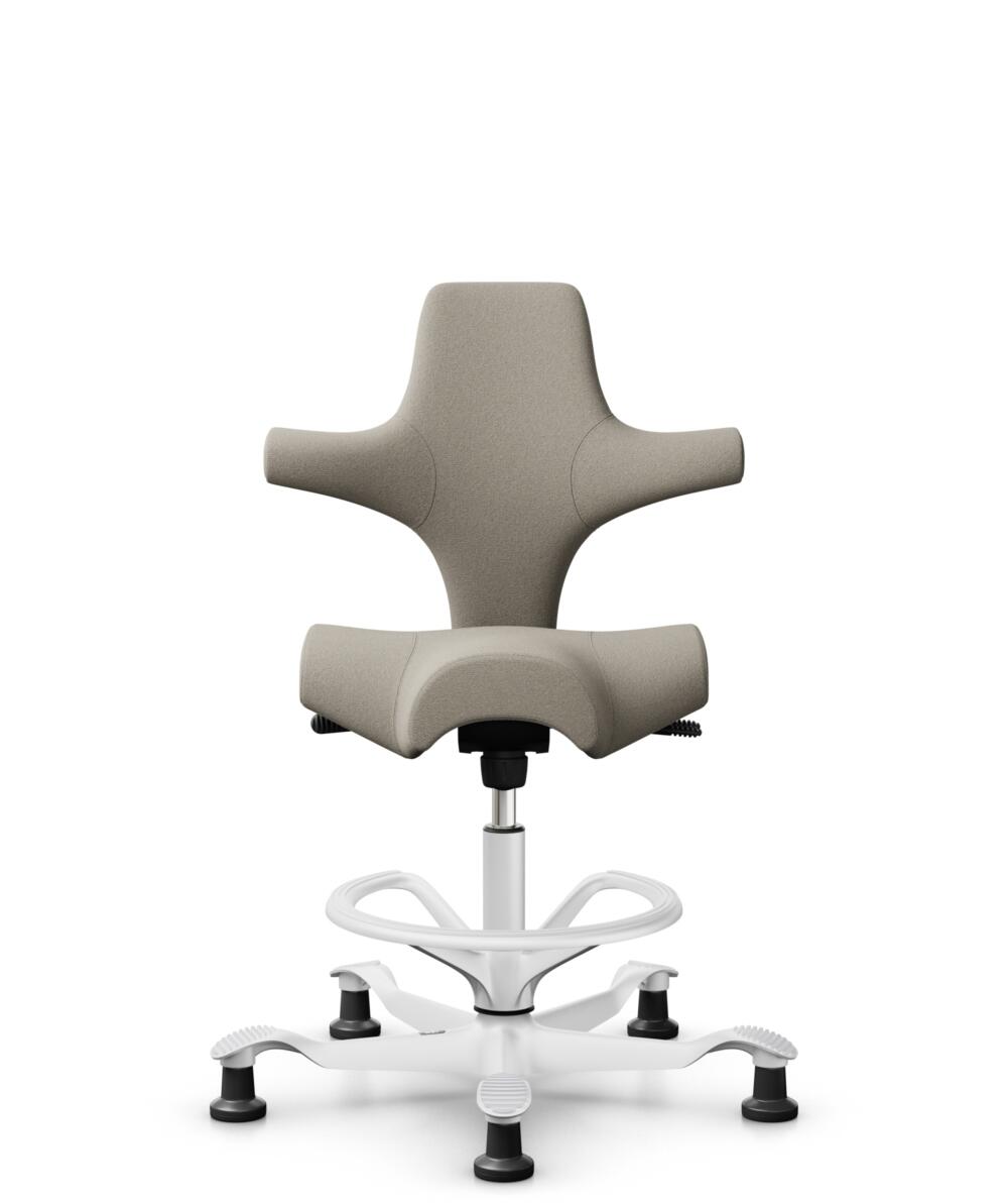 HÅG Capisco 8106 - Capture (Gabriel) - Wol / Polyamide - CPT5103 - Light beige - Framekleur - Wit - Gasveer - 265 mm (Zithoogte 53-79cm) - Vloercontact - Glijdoppen - Voetenring - Ja, in framekleur - Voetster - Nee, voetster in framekleur - 3