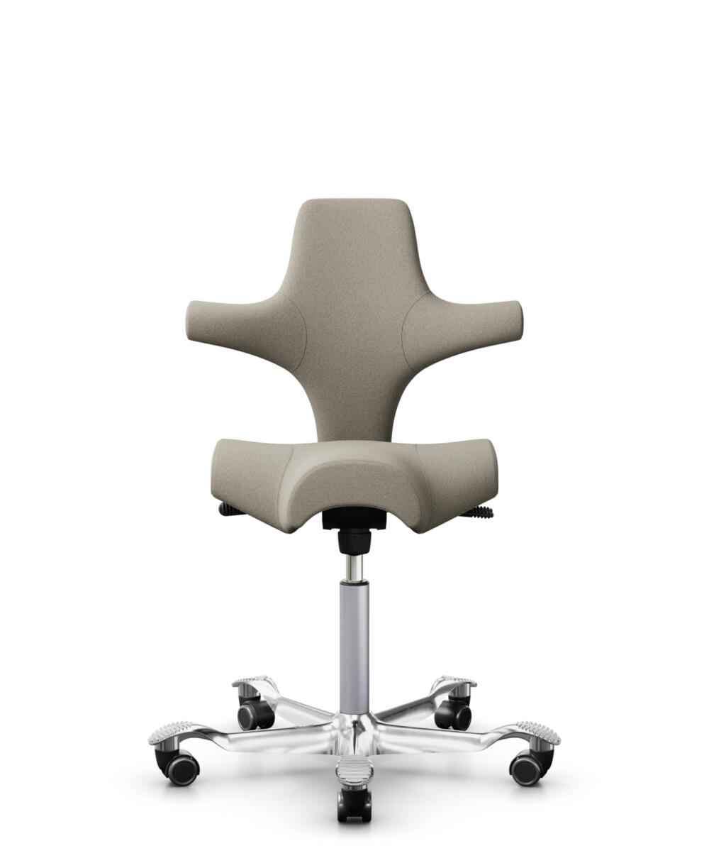 HÅG Capisco 8106 - Capture (Gabriel) - Wol / Polyamide - CPT5103 - Light beige - Framekleur - Zilver - Gasveer - 265 mm (Zithoogte 53-79cm) - Vloercontact - Harde wielen t.b.v. zachte vloeren - Voetenring - Nee, geen voetenring - Voetster - Ja, voetste... - 1