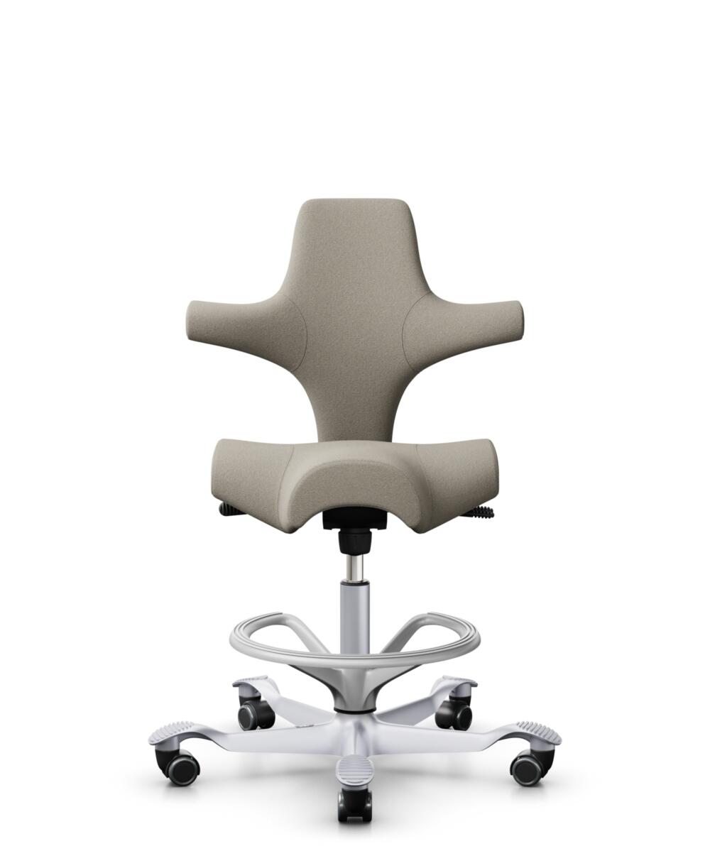 HÅG Capisco 8106 - Capture (Gabriel) - Wol / Polyamide - CPT5103 - Light beige - Framekleur - Zilver - Gasveer - 265 mm (Zithoogte 53-79cm) - Vloercontact - Harde wielen t.b.v. zachte vloeren - Voetenring - Ja, in framekleur - Voetster - Nee, voetster ... - 1