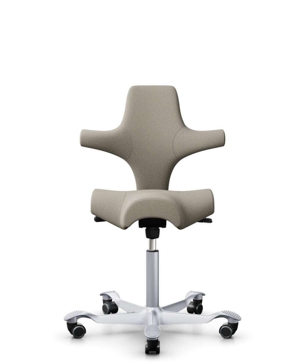 HÅG Capisco 8106 - Capture (Gabriel) - Wol / Polyamide - CPT5103 - Light beige - Framekleur - Zilver - Gasveer - 265 mm (Zithoogte 53-79cm) - Vloercontact - Zachte wielen t.b.v. harde vloeren - Voetenring - Nee, geen voetenring - Voetster - Nee, voetst... - 3