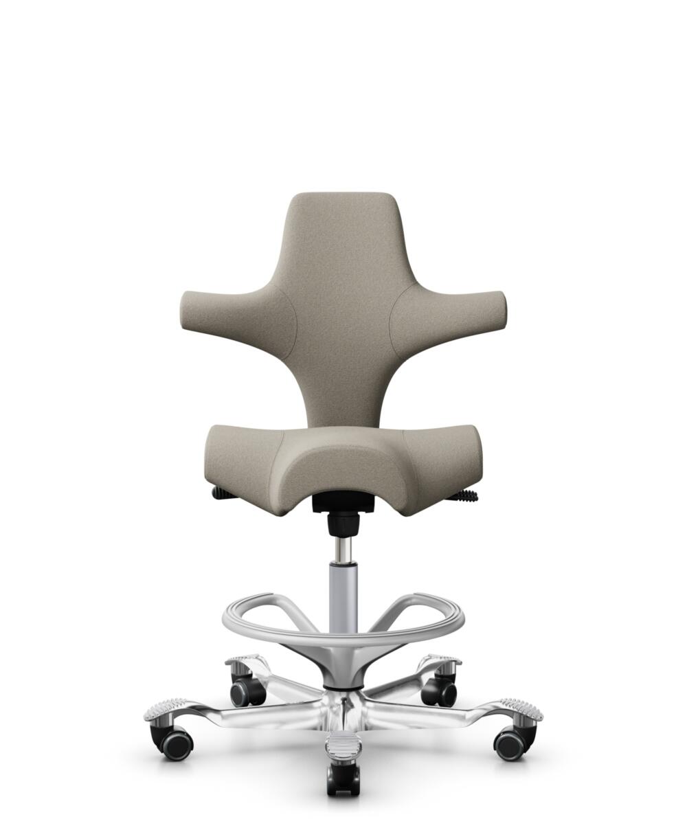 HÅG Capisco 8106 - Capture (Gabriel) - Wol / Polyamide - CPT5103 - Light beige - Framekleur - Zilver - Gasveer - 265 mm (Zithoogte 53-79cm) - Vloercontact - Zachte wielen t.b.v. harde vloeren - Voetenring - Ja, in framekleur - Voetster - Ja, voetster i... - 3